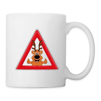 ACHTUNG WILDWECHSEL - REH - VERKEHRSZEICHEN - TIER - Tasse - Weiß - Rechts