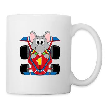 AUTO - RATTE - RENNAUTO - RENNFAHRER - TIERISCH - Tasse - Weiß - Rechts
