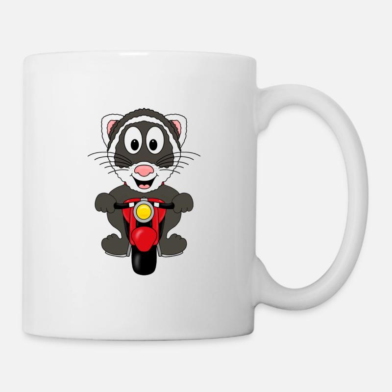 MOTORRAD - BIKER - FRETTCHEN - TIER - KINDER - Tasse - Weiß