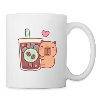 Süßes Capybara liebt Eiskaffee - Tasse - Weiß - Rechts