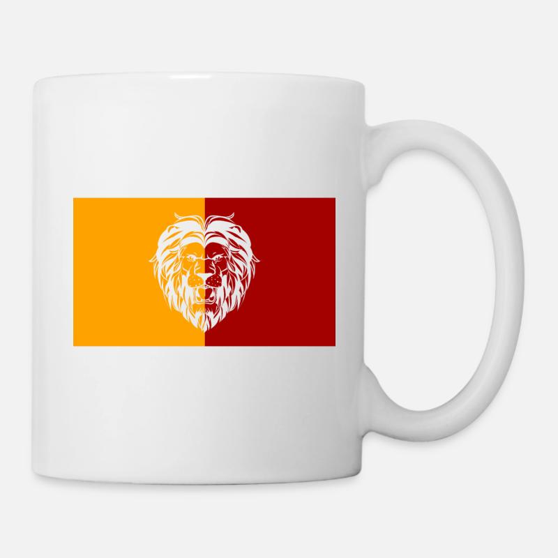 Lion with yellow red background - Mug - white