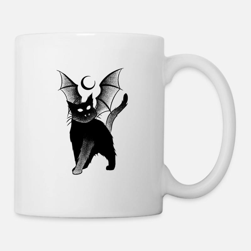 Dark cat 666 dotwork art - Mug - white
