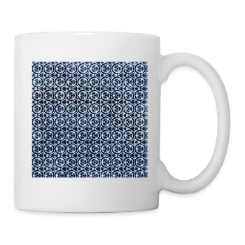 Dark Blue White Tie Dye Textile Pattern - Mug - white - Right