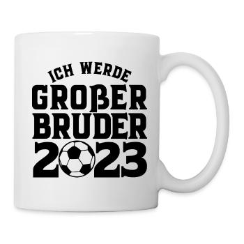 Ich werde großer Bruder 2023 Fußball Baby Junge - Tasse - Weiß - Rechts