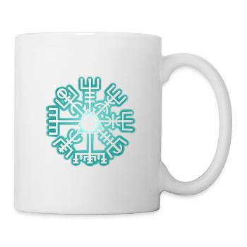 Nordic Viking Symbol Valknut & Vegvisir grün - Tasse - Weiß - Rechts