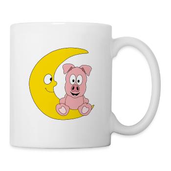 SCHWEIN - MOND - TIER - KINDER - BABY - Tasse - Weiß - Rechts