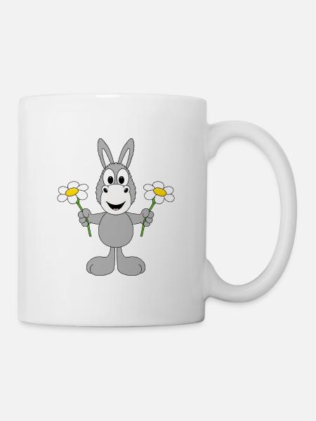 ESEL - BLUMEN - GESCHENK - LIEBE - LOVE - TIER - Tasse - Weiß