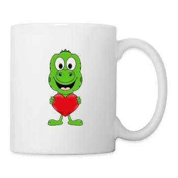 DINO - DINOSAURIER - LIEBE - LOVE - HERZ - Tasse - Weiß - Rechts