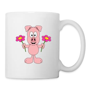 SCHWEIN - BLUMEN - TIER - TIERISCH - LIEBE - LOVE - Tasse - Weiß - Rechts