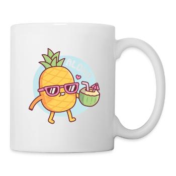 Aloha Pineapple With Sunglasses And Coconut Water - Mug - white - Right