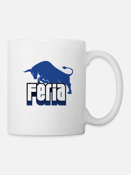 Feria taureau logo bleu & blanc - Mug blanc - blanc