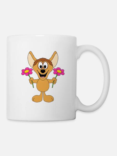 BLUMEN - HYÄNE - TIER - TIERISCH - LIEBE - Tasse - Weiß