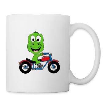 DINOSAURIER - MOTORRAD - BIKER - MOTORSPORT - Tasse - Weiß - Rechts