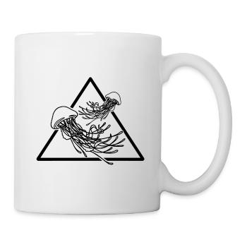 Schönes Quallen Design in Schwarz / Weiss - Tasse - Weiß - Rechts
