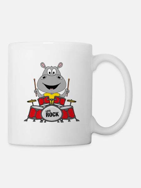 NILPFERD - SCHLAGZEUG - ROCK - BAND - TIER - Tasse - Weiß
