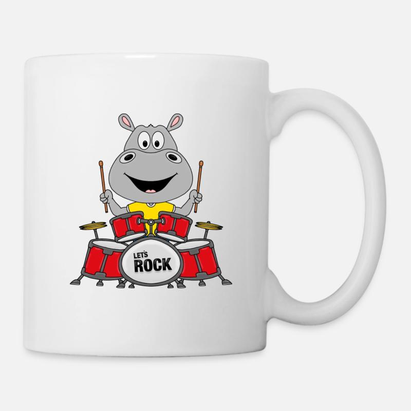 NILPFERD - SCHLAGZEUG - ROCK - BAND - TIER - Tasse - Weiß