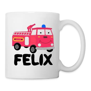 Felix Feuerwehr Vorname Baby Geburtstagsgeschenk - Tasse - Weiß - Rechts