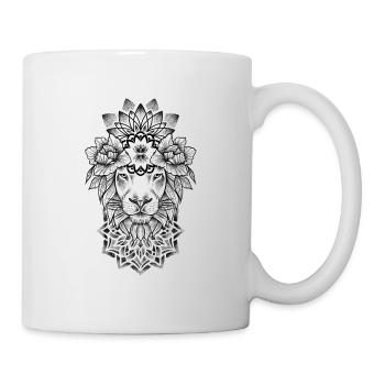 Lion et Mandala dotwork tattoo art - Mug blanc - blanc - Droite