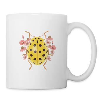 Coccinelle jaune avec des fleurs - Mug blanc - blanc - Droite