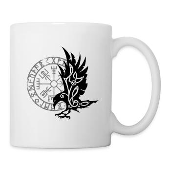 Corbeau nordique vegvisir symbole Viking - Mug blanc - blanc - Droite