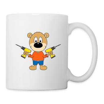 TEDDY - BÄR - HEIMWERKER - HANDWERKER - BOHRER - Tasse - Weiß - Rechts