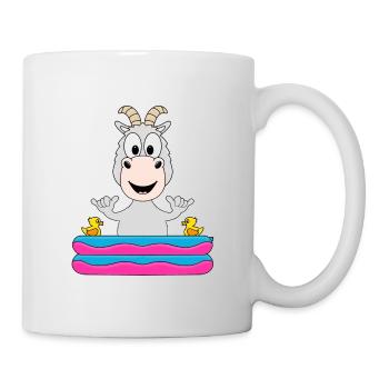 ZIEGE - POOL - PLANSCHBECKEN - SHAKA - TIER - Tasse - Weiß - Rechts