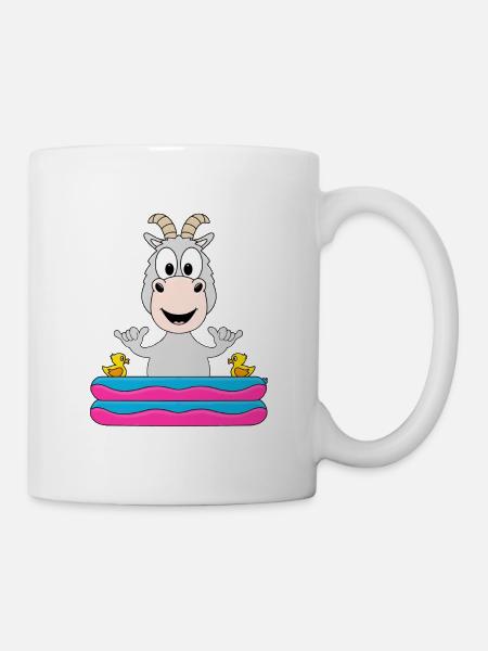 ZIEGE - POOL - PLANSCHBECKEN - SHAKA - TIER - Tasse - Weiß