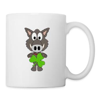 WILDSCHWEIN - KLEEBLATT - TIER - TIERISCH - Tasse - Weiß - Rechts