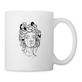 Medusa Zeichnungslinie Kunst - Tasse - Weiß - Rechts