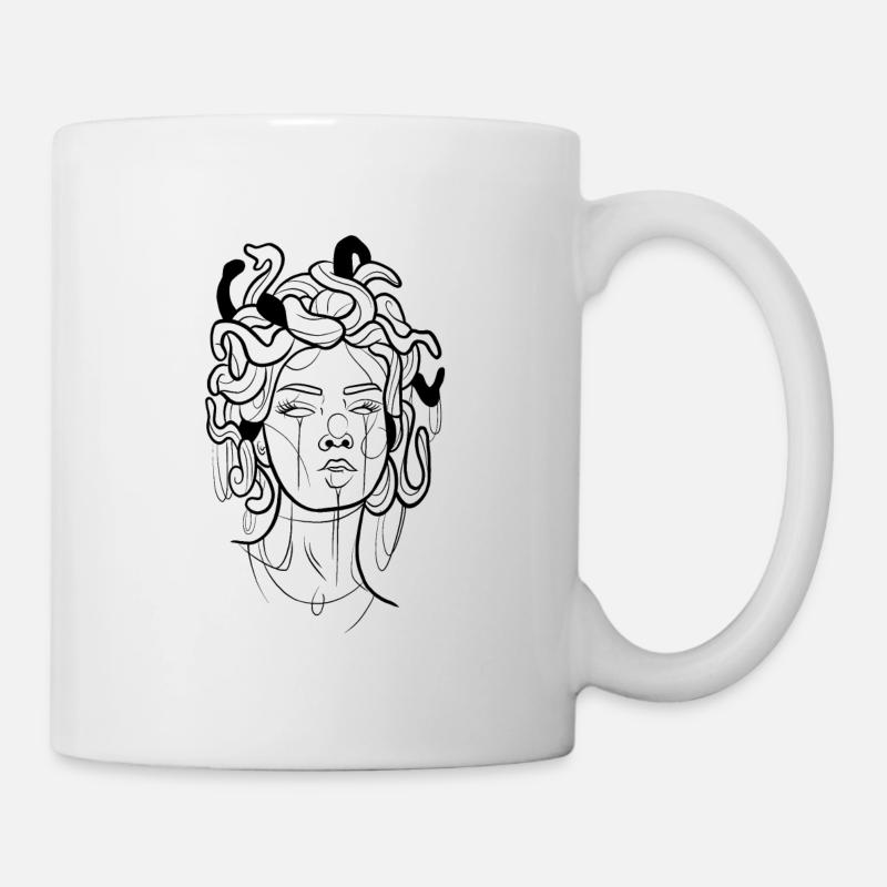 Medusa dessin line art - Mug blanc - blanc