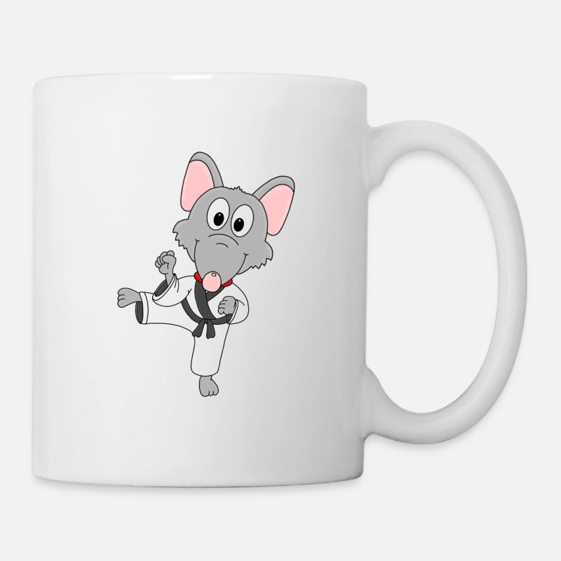 RATTE - KARATE - JUDO - KAMPFSPORT - TIERISCH - Tasse - Weiß