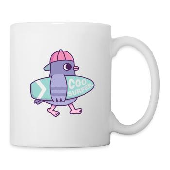 Süße Taube mit Surfbrett Coo Surfer lustig - Tasse - Weiß - Rechts