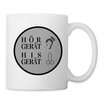 Hörgerät vs His Gerät - zwei Logos - Tasse - Weiß - Rechts