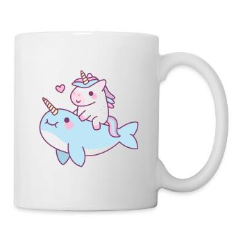 Mignonne petite licorne chevauchant le narval - Mug blanc - blanc - Droite