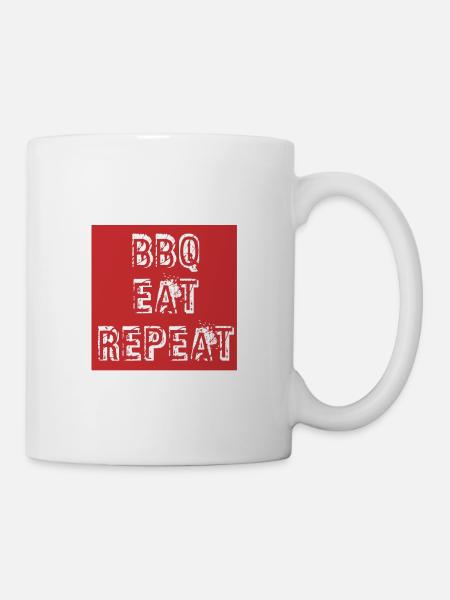 BBQ Grill BBQ EAT REPEAT - Tasse - Weiß