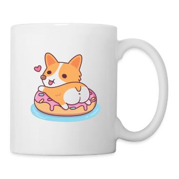 Cute Corgi Showing Butt On Donut Pool Float - Mug - white - Right