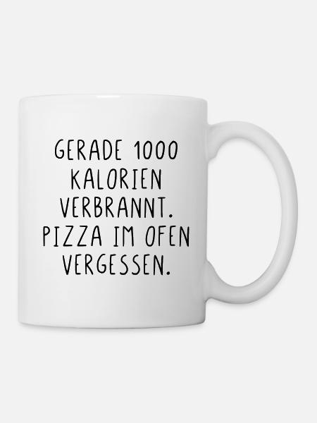 Gerade Kalorien verbrannt Pizza im Ofen vergessen - Tasse - Weiß
