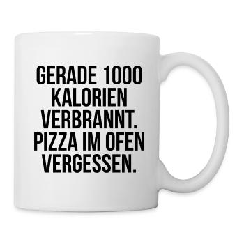 Gerade Kalorien verbrannt Pizza im Ofen vergessen - Tasse - Weiß - Rechts