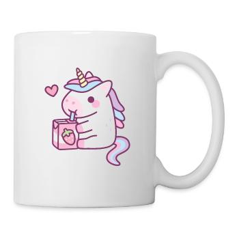 Cute Little Unicorn Loves Drinking Strawberry Milk - Mug - white - Right