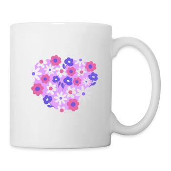 Ein Herz aus blühenden Blumen - Tasse - Weiß - Rechts