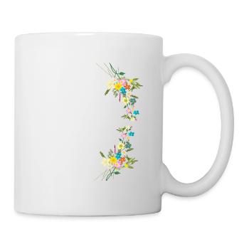 Wildblumenstrauß blühende Blumenkunst - Tasse - Weiß - Rechts