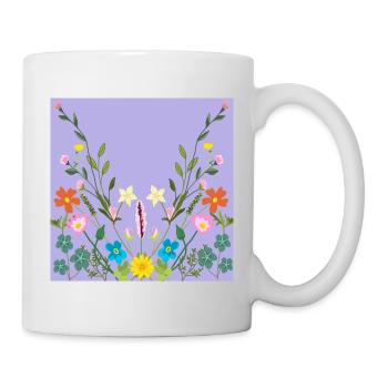 Blooming Wildflower Floral Art sur Purple - Mug blanc - blanc - Droite