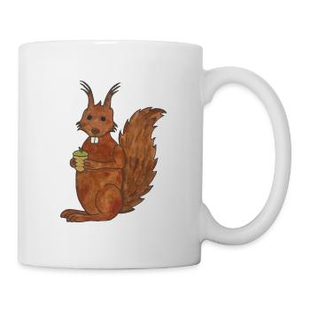 écureuil doux avec écrou de chêne avec contours - Mug blanc - blanc - Droite