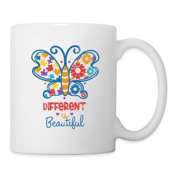 AUTISMUS ANDERS IST SCHÖN SCHMETTERLING ADS SPRUCH - Tasse - Weiß - Rechts