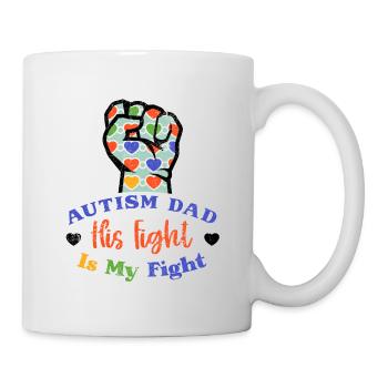 PAPA AUTISM FATHER FIGHT ADS FIGHTER SLOGAN MOTIVE - Mug - white - Right