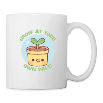 Niedliche Pflanzen wachsen in Ihrem eigenen Tempo Motivational - Tasse - Weiß - Rechts