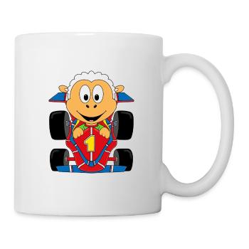 SCHAF - AUTO - RENNFAHRER - MOTORSPORT - TIER - Tasse - Weiß - Rechts
