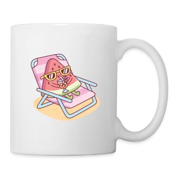 Cute Watermelon Chilling On Beach Chair - Mug - white - Right