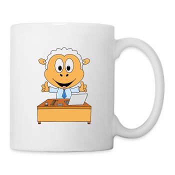 SCHAF - SCHREIBTISCH - ARBEIT - CHEF - MITARBEITER - Tasse - Weiß - Rechts