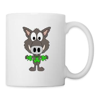 WILDSCHWEIN - KLEEBLÄTTER - TIER - TIERISCH - Tasse - Weiß - Rechts